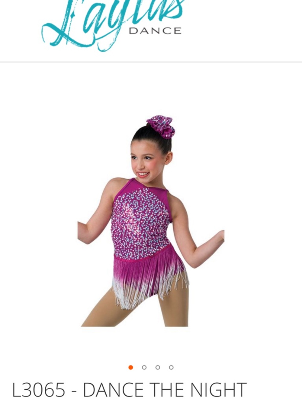 Laylas Dance L3065 Dance the Night Girls' Fuchsia Sequin Fringe Dance Costume